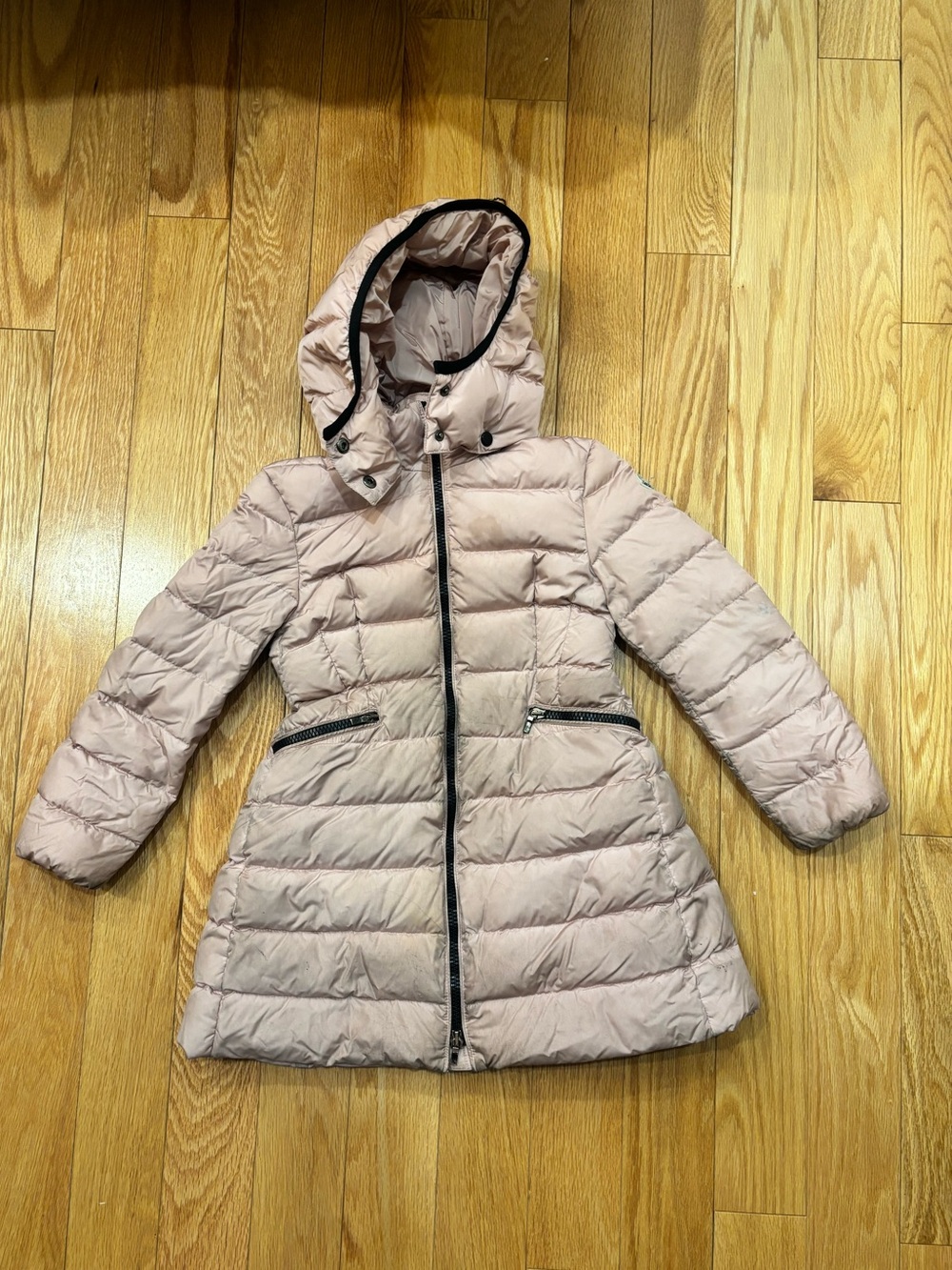 Moncler Kids Light Pink Quilted Hooded Puffer Parka